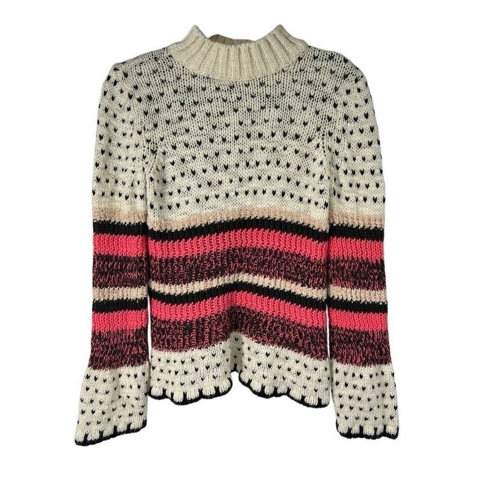 Only Multicolor Mock Neck Lettuce Hem Detail‎ Sweater Sz S Womens